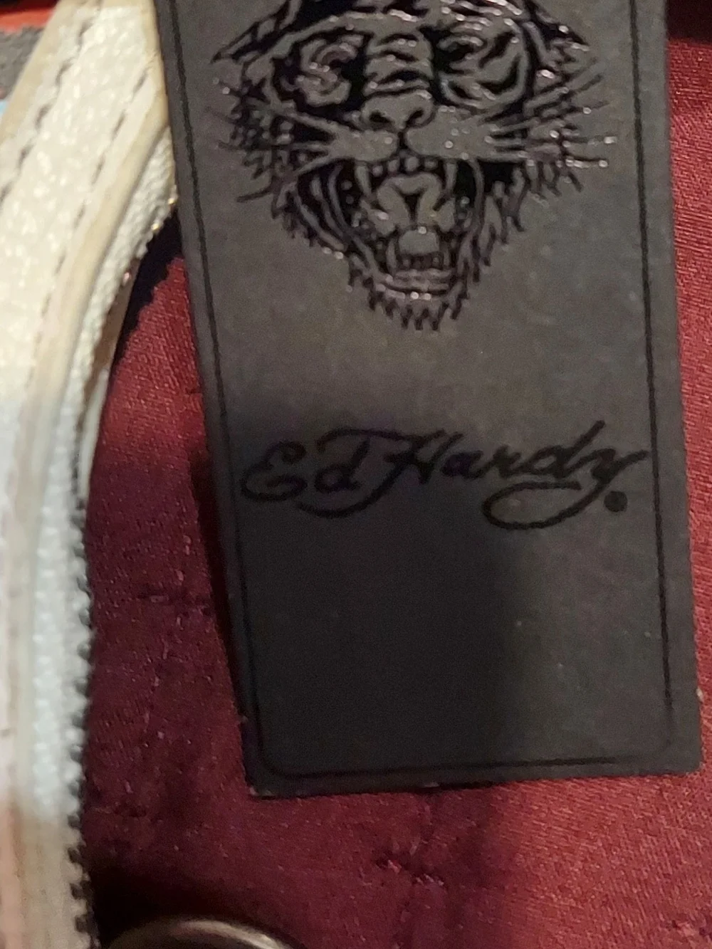 Ed Hardy Red and White Satchel with Tattoo-Print Detail Nwt
